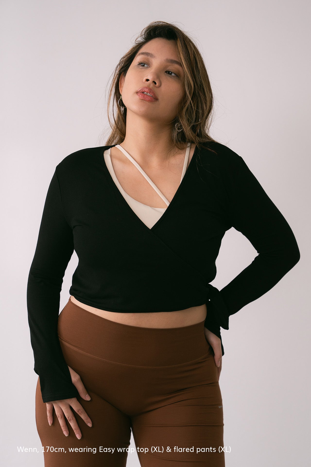 Easy Wrap Top Long Sleeve Black