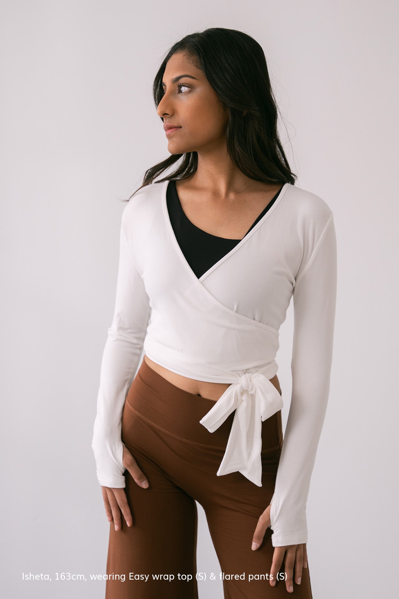 Easy Wrap Top Long Sleeve White - Main Image