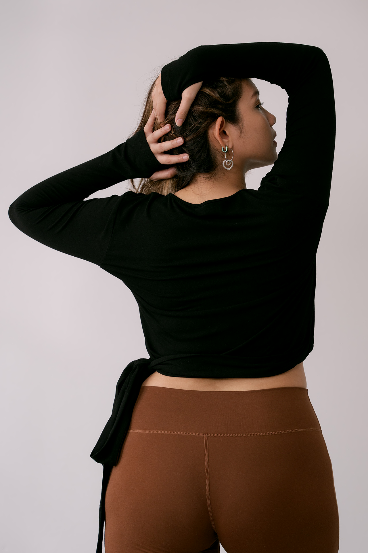 Easy Wrap Top Long Sleeve Black