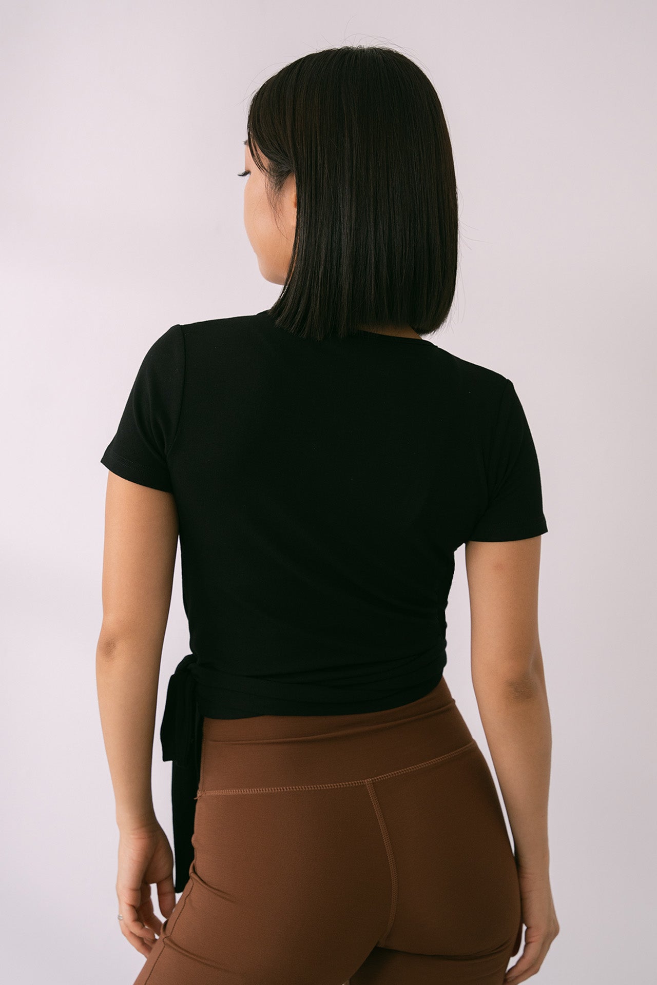 Easy Wrap Top Short Sleeve Black