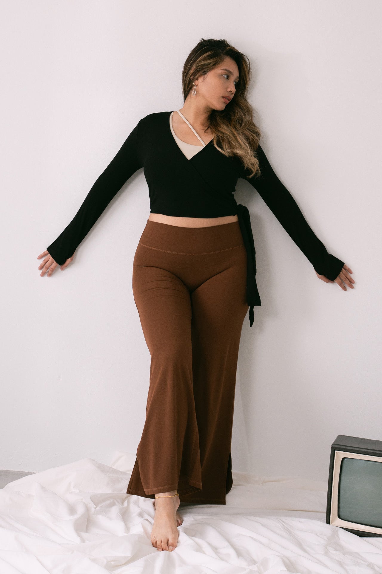 Easy Wrap Top Long Sleeve Black