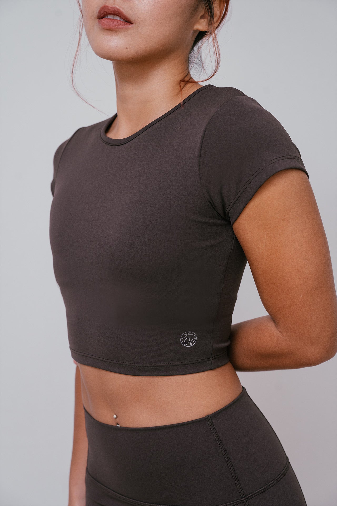 All Day Cropped Tee with Bra Espresso