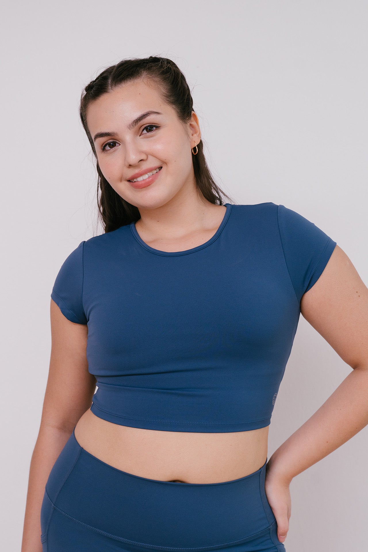 All Day Cropped Tee with Bra Marine